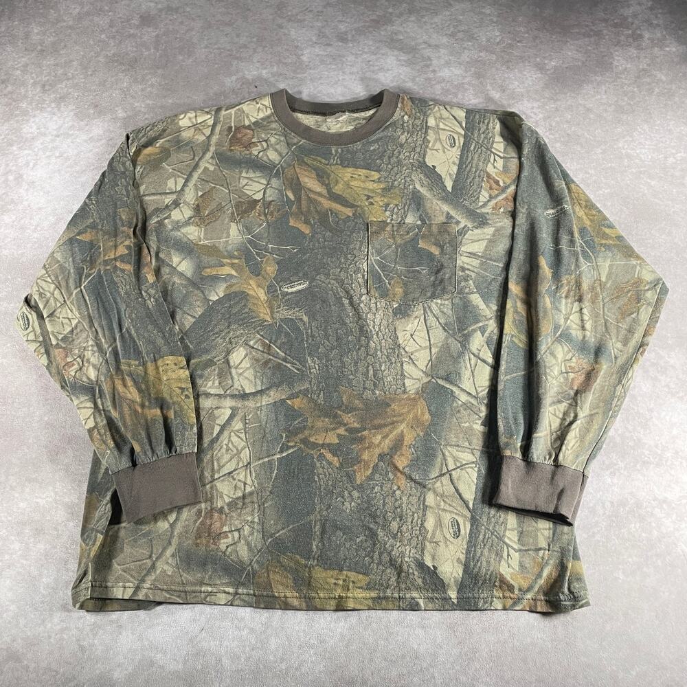Vintage Realtree Hardwoods Camo Long Sleeve Pocket T-Shirt Men's Size Large